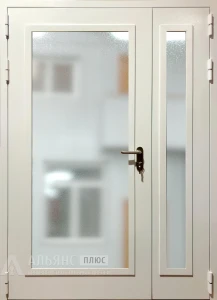 Утепленная металлическая уличная дверь с остеклением и защитой от холода и шума для магазина №50 внешняя - фото