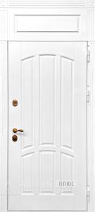 Высокая входная дверь в коттедж с бронзовой фрунитурой №18 внешняя - фото